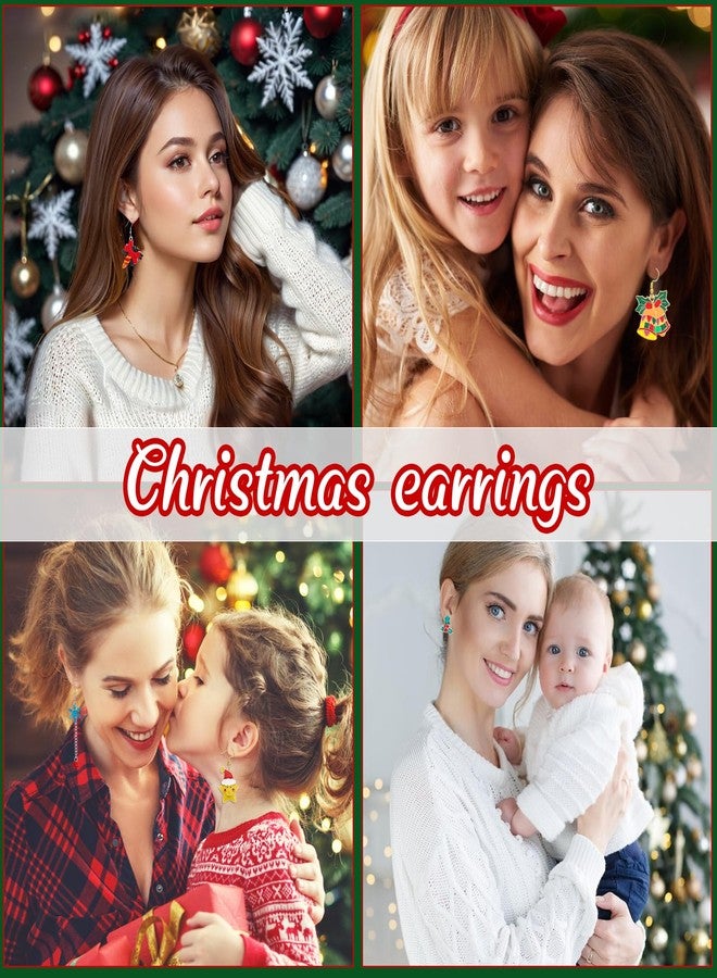 LUYI 18 Pairs Christmas Earrings for Women Xmas Holiday Stud Earrings Bulk Christmas Gift Tree Snowflake Bow Earrings for Chritmas Party Jewelry - Image 5